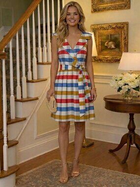 NWT Anthropologie Maeve Cricket Club Large Gingham Check Plaid Dress US Size 6